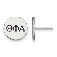 Sterling Silver Rhodium-plated LogoArt Theta Phi Alpha Sorority Greek Letters Black Enamel Post Earrings view 1