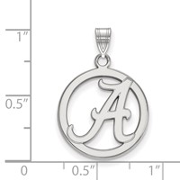 Sterling Silver Rhodium-plated LogoArt University of Alabama Medium Letter a Circle Pendant view 2