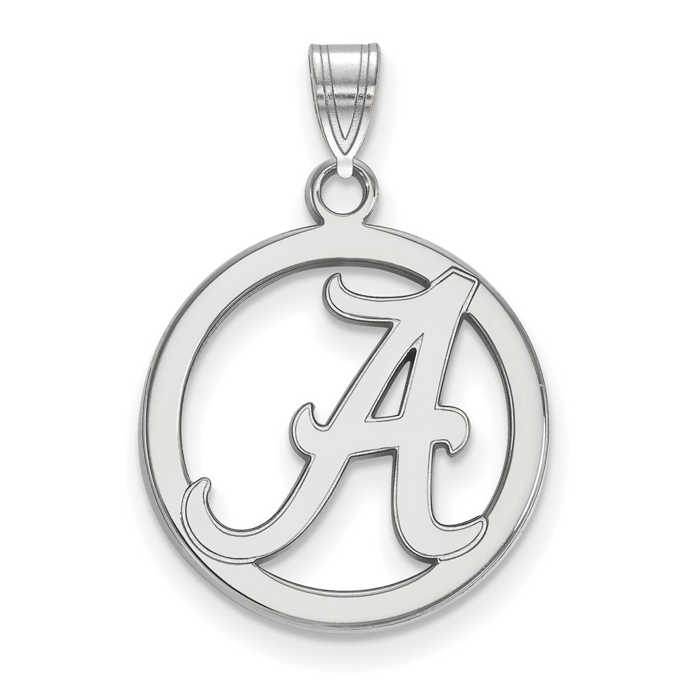 Sterling Silver Rhodium-plated LogoArt University of Alabama Medium Letter a Circle Pendant