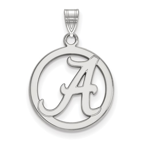 Sterling Silver Rhodium-plated LogoArt University of Alabama Medium Letter a Circle Pendant