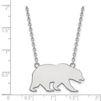 Sterling Silver Rhodium-plated LogoArt University of California Berkeley Bear Large Pendant Necklace, 18" view 2