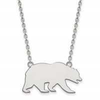 Sterling Silver Rhodium-plated LogoArt University of California Berkeley Bear Large Pendant Necklace, 18" view 1