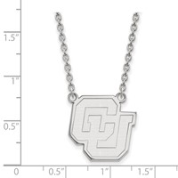 Sterling Silver Rhodium-plated LogoArt University of Colorado C-u Large Pendant Necklace, 18" view 2