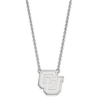 Sterling Silver Rhodium-plated LogoArt University of Colorado C-u Large Pendant Necklace, 18" view 1