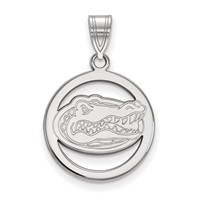Sterling Silver Rhodium-plated LogoArt University of Florida Gator Medium Circle Pendant view 1