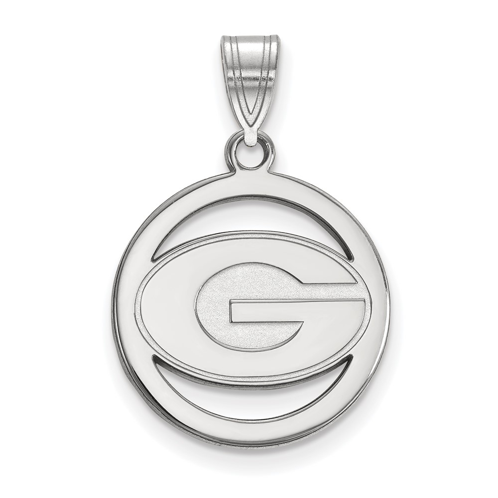 Sterling Silver Rhodium-plated LogoArt University of Georgia Letter G Small Circle Pendant