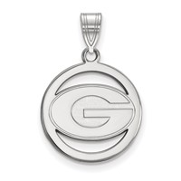 Sterling Silver Rhodium-plated LogoArt University of Georgia Letter G Small Circle Pendant view 1