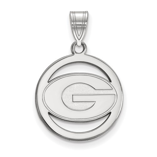 Sterling Silver Rhodium-plated LogoArt University of Georgia Letter G Small Circle Pendant