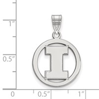 Sterling Silver Rhodium-plated LogoArt University of Illinois Letter I Medium Circle Pendant view 2