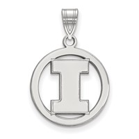 Sterling Silver Rhodium-plated LogoArt University of Illinois Letter I Medium Circle Pendant view 1
