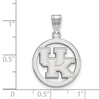 Sterling Silver Rhodium-plated LogoArt University of Kentucky U-k Small Circle Pendant view 2