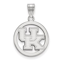 Sterling Silver Rhodium-plated LogoArt University of Kentucky U-k Small Circle Pendant view 1