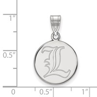 Sterling Silver Rhodium-plated LogoArt University of Louisville Letter L Medium Disc Pendant view 2