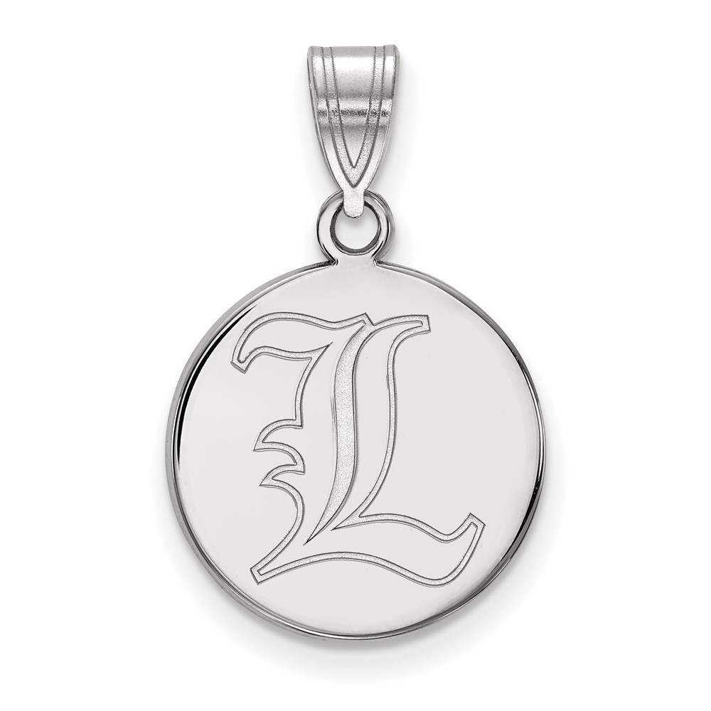 Sterling Silver Rhodium-plated LogoArt University of Louisville Letter L Medium Disc Pendant