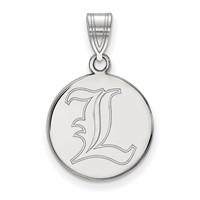 Sterling Silver Rhodium-plated LogoArt University of Louisville Letter L Medium Disc Pendant view 1