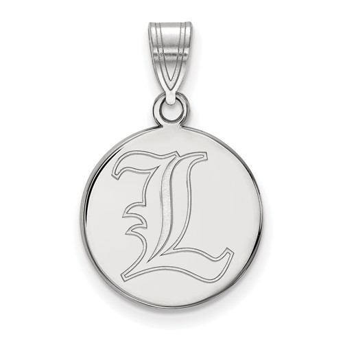 Sterling Silver Rhodium-plated LogoArt University of Louisville Letter L Medium Disc Pendant