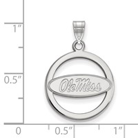 Sterling Silver Rhodium-plated LogoArt University of Mississippi Ole Miss Medium Circle Pendant view 2