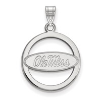 Sterling Silver Rhodium-plated LogoArt University of Mississippi Ole Miss Medium Circle Pendant view 1