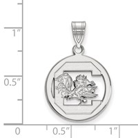 Sterling Silver Rhodium-plated LogoArt University of South Carolina Medium Circle Pendant view 2