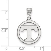 Sterling Silver Rhodium-plated LogoArt University of Tennessee Letter T Medium Circle Pendant view 2