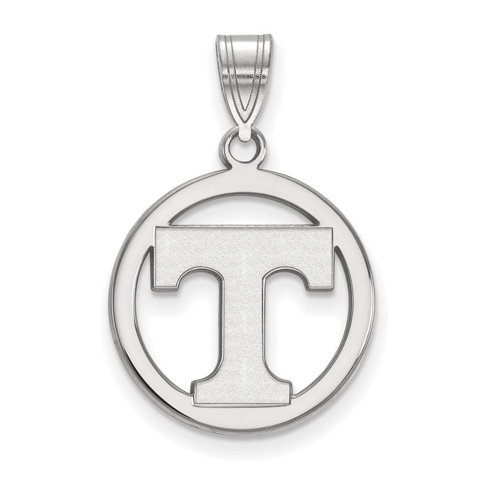 Sterling Silver Rhodium-plated LogoArt University of Tennessee Letter T Medium Circle Pendant