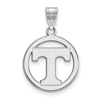 Sterling Silver Rhodium-plated LogoArt University of Tennessee Letter T Medium Circle Pendant view 1