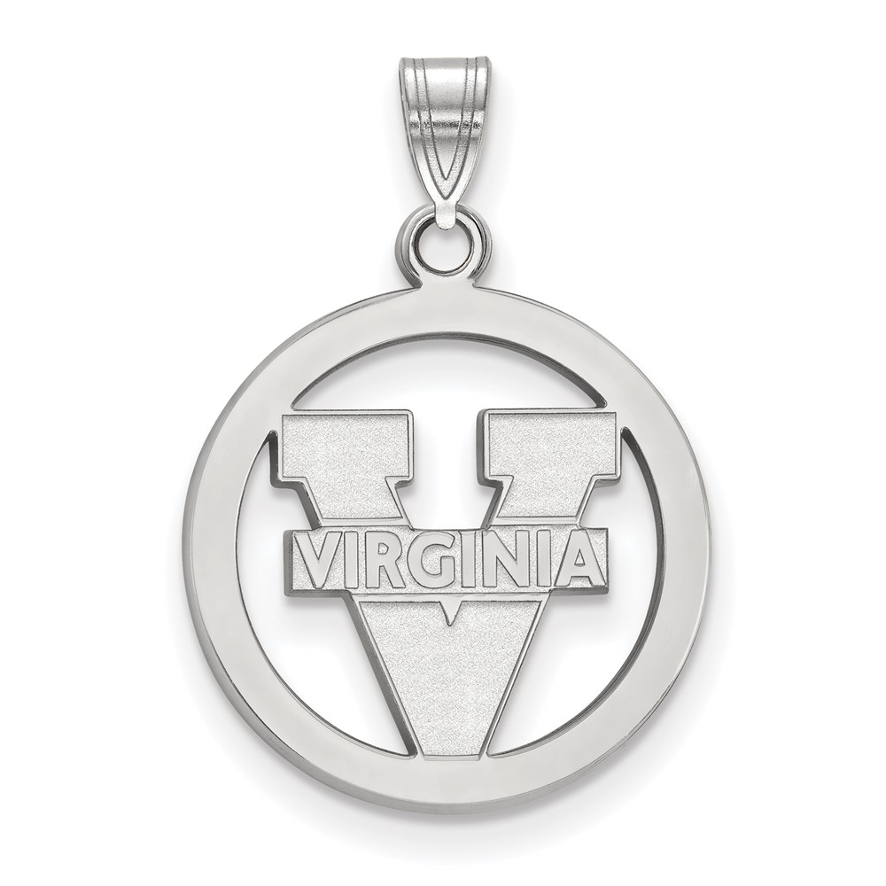 Sterling Silver Rhodium-plated LogoArt University of Virginia Small Circle Pendant