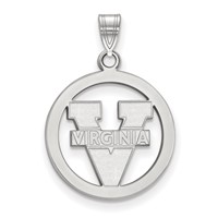 Sterling Silver Rhodium-plated LogoArt University of Virginia Small Circle Pendant view 1