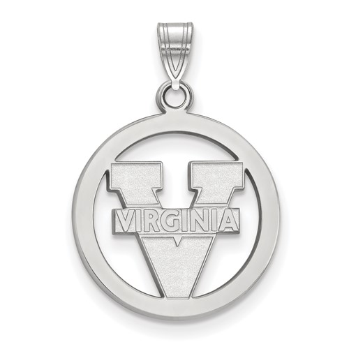Sterling Silver Rhodium-plated LogoArt University of Virginia Small Circle Pendant