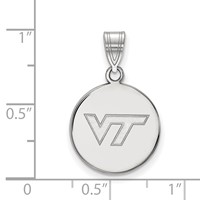 Sterling Silver Rhodium-plated LogoArt Virginia Tech V-t Medium Disc Pendant view 2