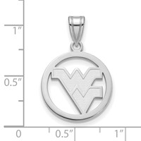 Sterling Silver Rhodium-plated LogoArt West Virginia University W-v Medium Circle Pendant view 2