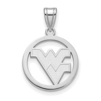 Sterling Silver Rhodium-plated LogoArt West Virginia University W-v Medium Circle Pendant view 1
