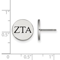 Sterling Silver Rhodium-plated LogoArt Zeta Tau Alpha Sorority Greek Letters Black Enamel Post Earrings view 2