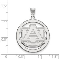 Sterling Silver Rhodium-plated LogoArt Auburn University Extra Large Circle Pendant view 2