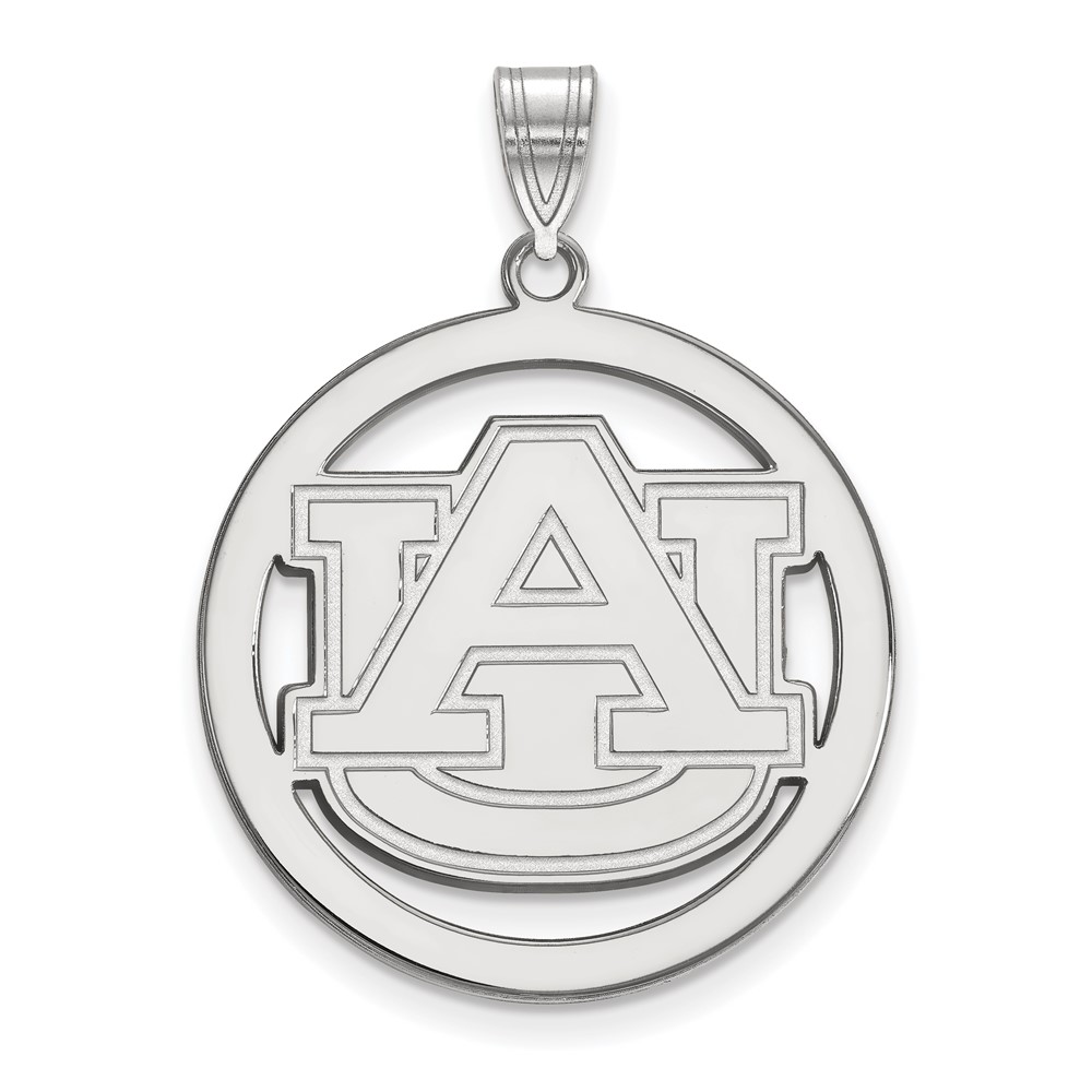 Sterling Silver Rhodium-plated LogoArt Auburn University Extra Large Circle Pendant