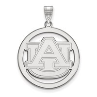Sterling Silver Rhodium-plated LogoArt Auburn University Extra Large Circle Pendant view 1