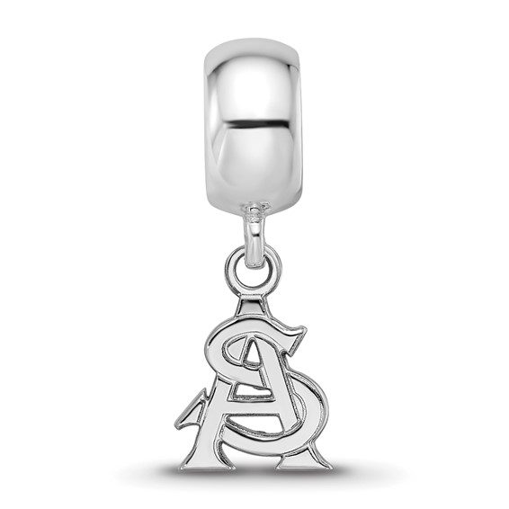 Sterling Silver Rhodium-plated LogoArt Arizona State University A-S Extra Small Dangle Bead Charm