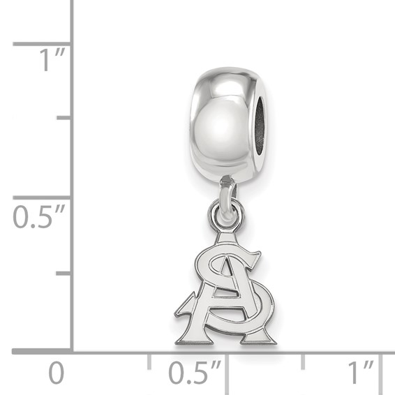 Sterling Silver Rhodium-plated LogoArt Arizona State University A-S Extra Small Dangle Bead Charm