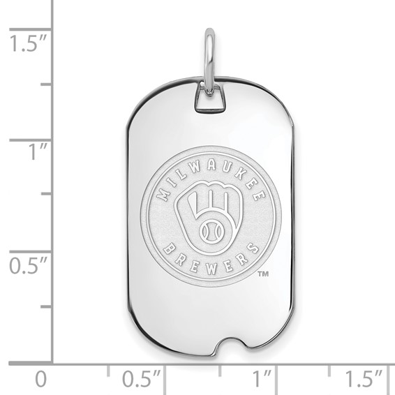 Sterling Silver Rhodium Plated Major League Baseball LogoArt Milwaukee Brewers Dog Tag Pendant