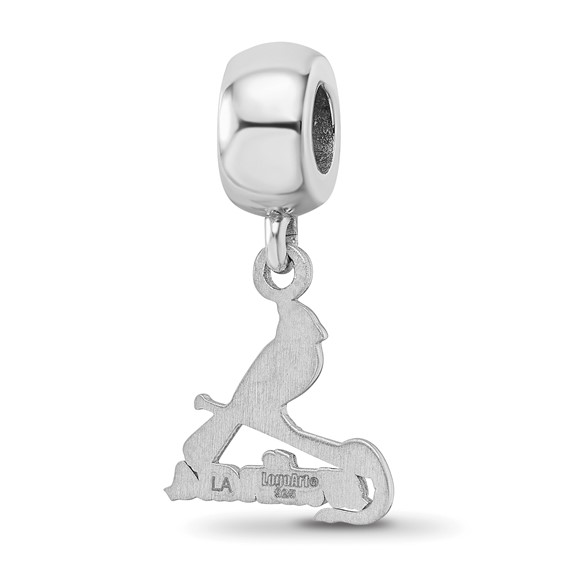 Sterling Silver Rhodium Plated Major League Baseball LogoArt St. Louis Cardinals Bird Dangle Bead