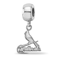 Sterling Silver Rhodium Plated Major League Baseball LogoArt St. Louis Cardinals Bird Dangle Bead view 1