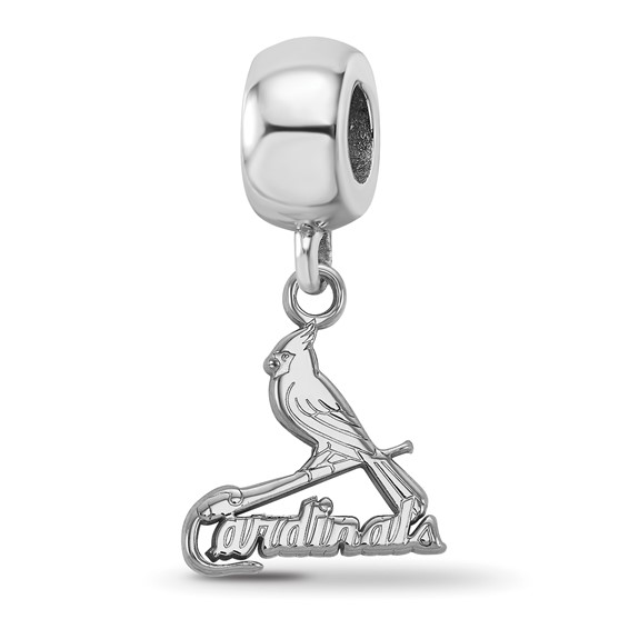 Sterling Silver Rhodium Plated Major League Baseball LogoArt St. Louis Cardinals Bird Dangle Bead