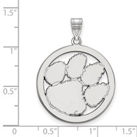 Sterling Silver Rhodium-plated LogoArt Clemson University Tiger Paw Extra Large Circle Pendant view 2