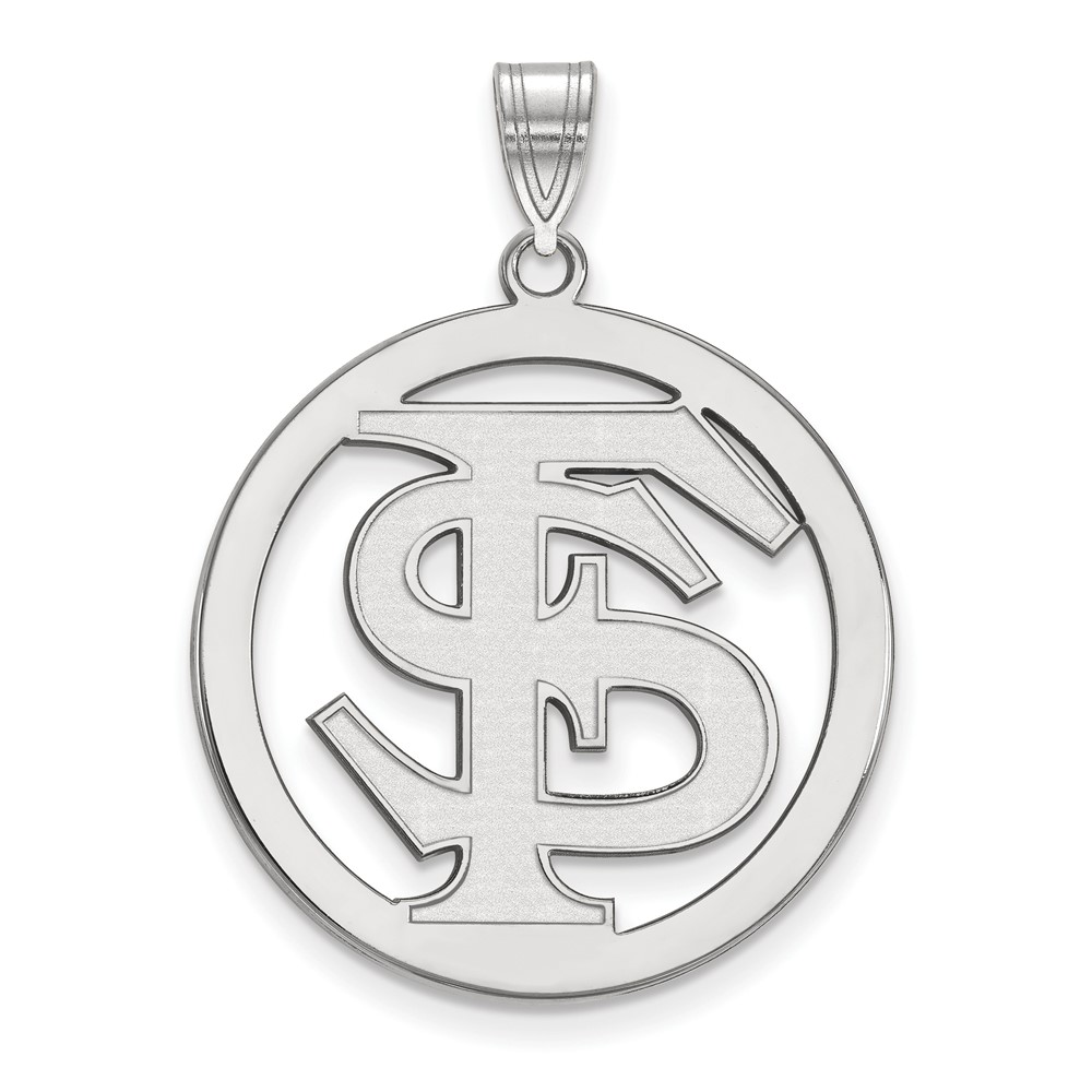 Sterling Silver Gold-plated LogoArt Florida State University F-s Extra Large Circle Pendant