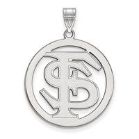 Sterling Silver Gold-plated LogoArt Florida State University F-s Extra Large Circle Pendant view 1