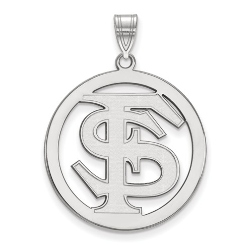 Sterling Silver Gold-plated LogoArt Florida State University F-s Extra Large Circle Pendant