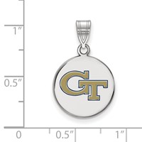 Sterling Silver Rhodium-plated LogoArt Georgia Institute of Technology G-t Medium Enameled Disc Pendant view 2