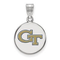 Sterling Silver Rhodium-plated LogoArt Georgia Institute of Technology G-t Medium Enameled Disc Pendant view 1