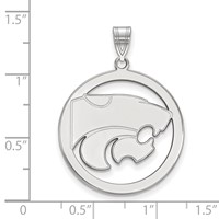 Sterling Silver Rhodium-plated LogoArt Kansas State University Wildcat Extra Large Circle Pendant view 2
