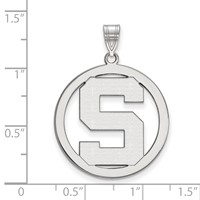 Sterling Silver Rhodium-plated LogoArt Michigan State University Letter S Large Circle Pendant view 2